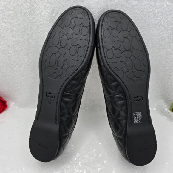 Coach Allyson Quilted Ballet Flats Classic Black Leather Women"s 10 - Picture 10 of 16